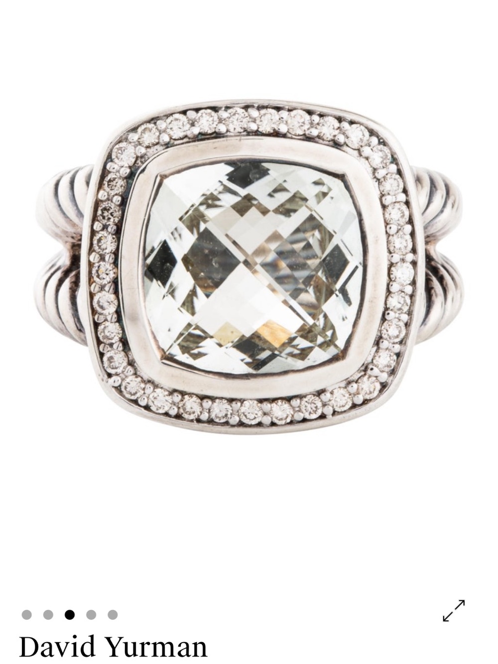 David Yurman Prasiolite and Diamond Albion Ring